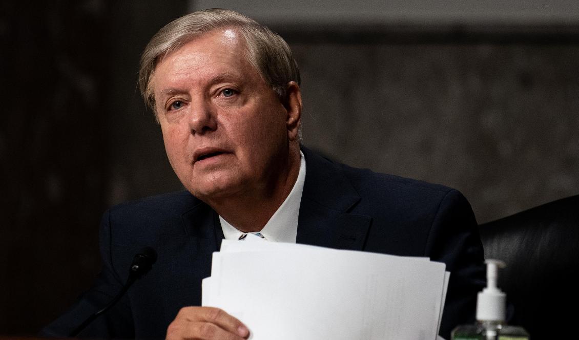 Den republikanske senatorn Lindsey Graham talar i senaten i Capitol Hill i Washington D.C. i USA den 5 augusti 2020. Foto: Erin Schaff/POOL/AFP via Getty Images