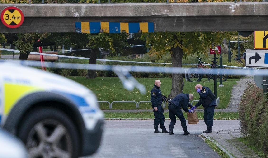 Ett misstänkt föremål omhändertas av polis i Rosengård i Malmö. Arkivbild från oktober 2020. Foto: Johan Nilsson/TT