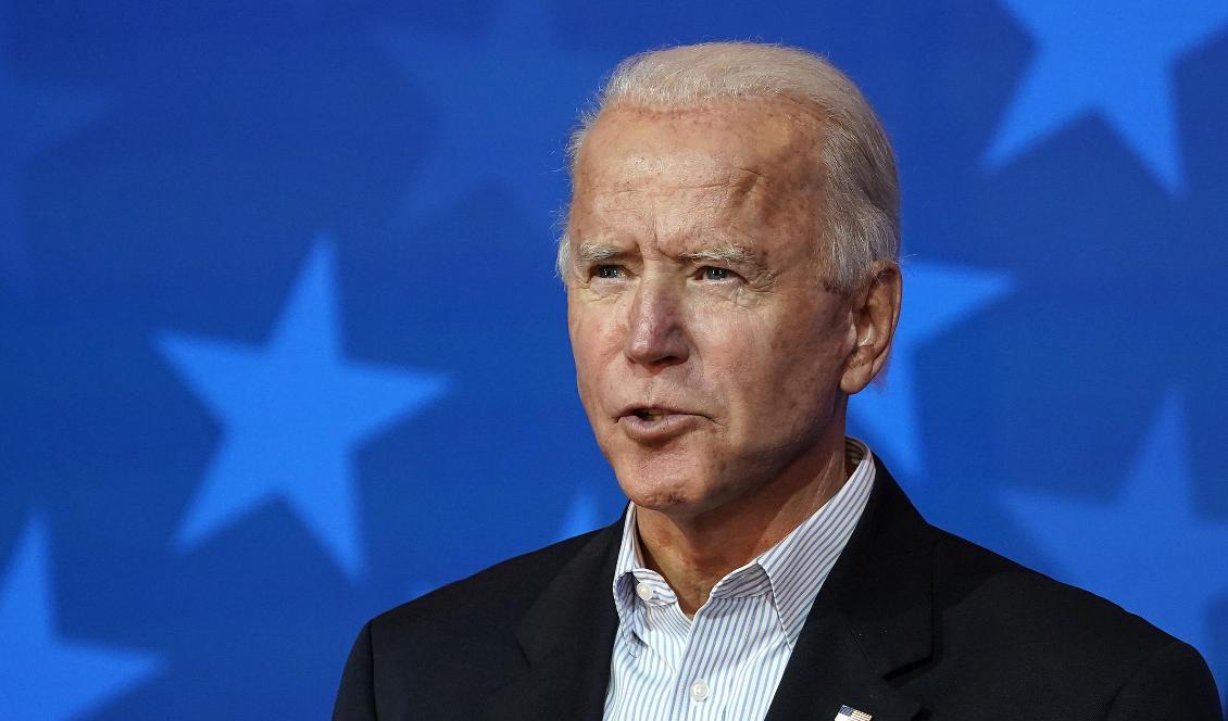 
Demokratiske presidentkandidaten Joe Biden talar i Wilmington i Delaware den 5 november 2020. Foto: Drew Angerer/Getty Images                                            
