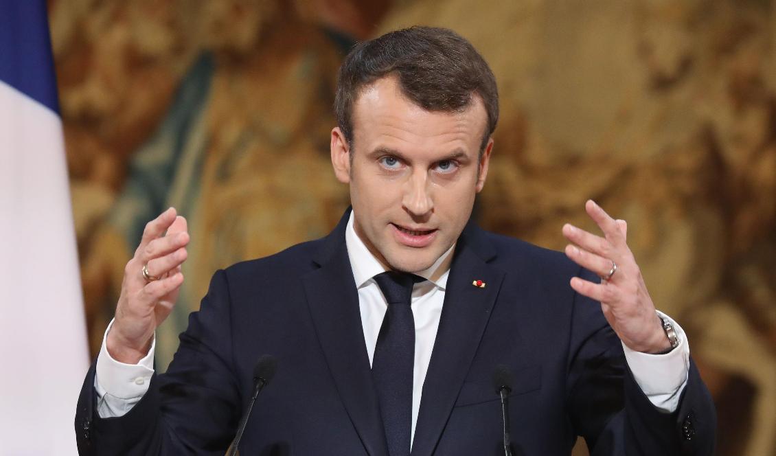 

Frankrikes president Emmanuel Macron vid en presskonferens den 3 januari 2018. Foto: Ludovic Marin/POOL/AFP via Getty Images                                                                                        
