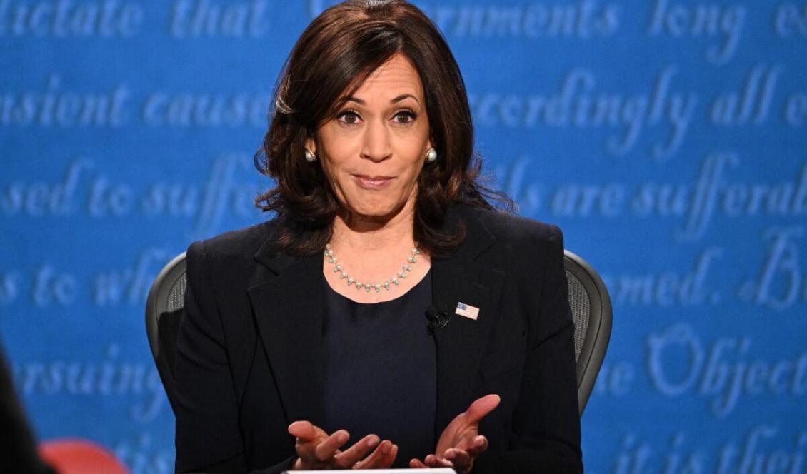 Demokraternas vicepresidentkandidat och senator från Kalifornien, Kamala Harris, under en viccepresidentdebatt i University of Utah, USA, den 7 oktober 2020. Foto: Robyn Beck/AFP via Getty Images