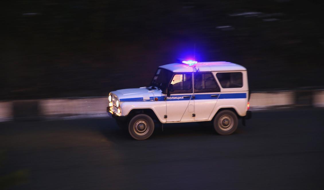 En rysk polisbil i Rosa Khutor i Sotji i Ryssland den 31 januari 2014. Foto: Alexander Hassenstein/Getty Images
