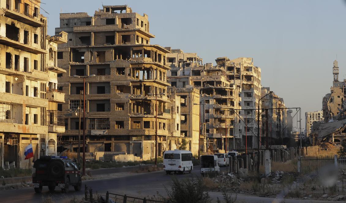 En illa krigshärjad del av staden Homs. Arkivbild. Foto: Sergej Grits/AP/TT