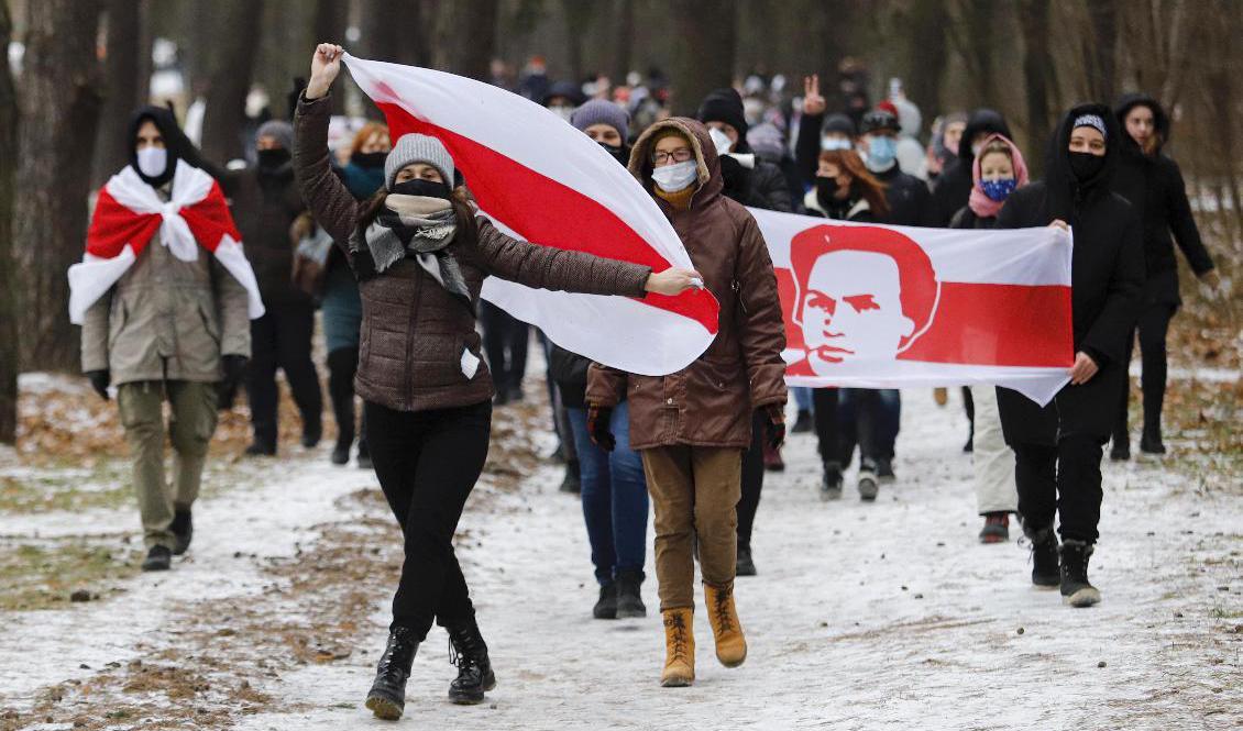 Nya demonstrationer i Belarus huvudstad Minsk. Foto: AP/TT