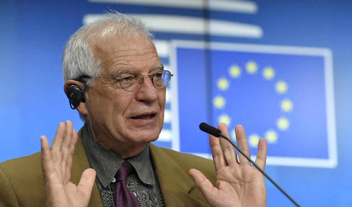 EU:s utrikeschef Josep Borrell skulle ha hållit ett anförande vid den uppskjutna konferensen. Arkivbild. Foto: John Thys/Pool via AP/TT