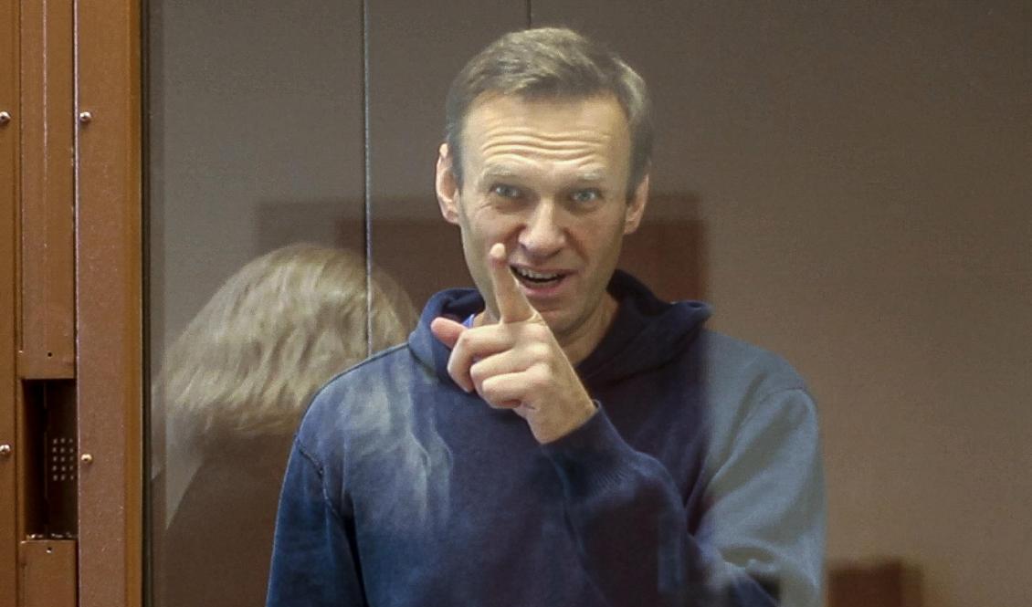 Oppositionspolitikern Aleksej Navalnyj i domstol tidigare i februari. Foto: AP/TT