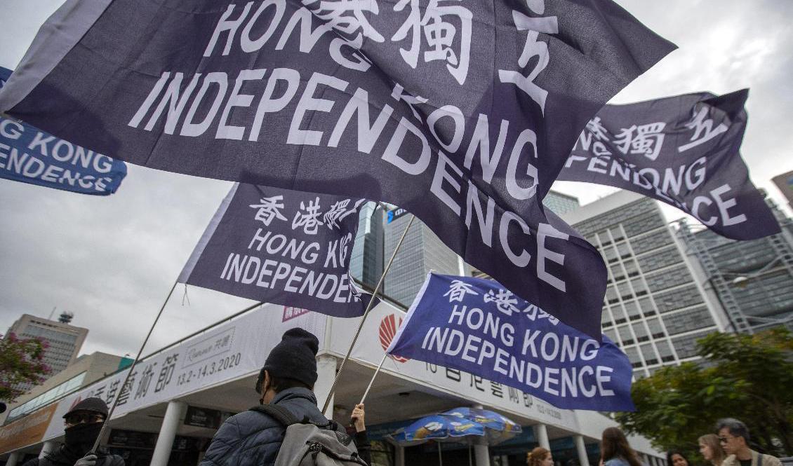 Prodemokratiska demonstrationer i Hongkong för ett drygt år sedan. Arkivbild. Foto: Mark Schiefelbein/AP/TT