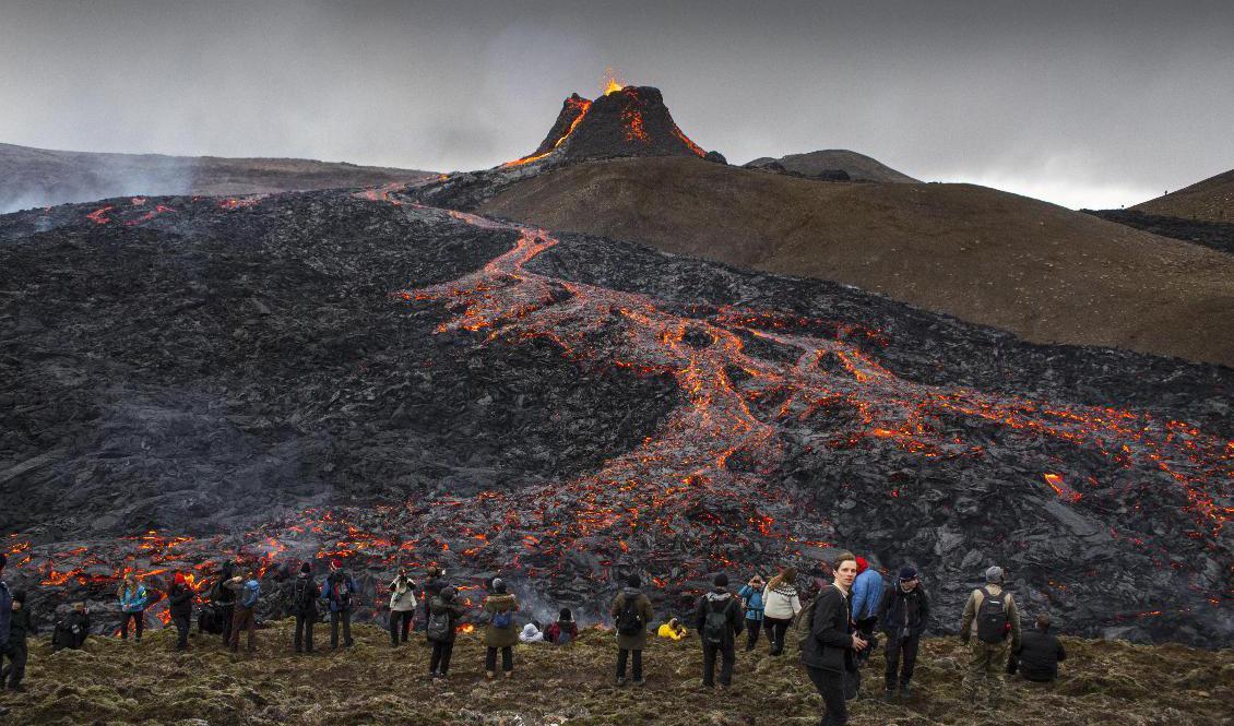 Vulkanutbrottet i Fagradalsfjäll i Island. Foto: Marco Di Marco/AP/TT