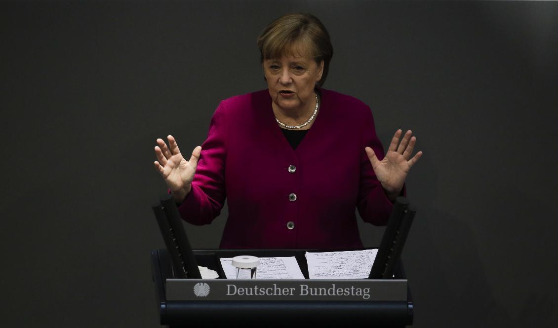 Tysklands förbundskansler Angela Merkel i torsdags. Foto: Markus Schreiber/AP/TT