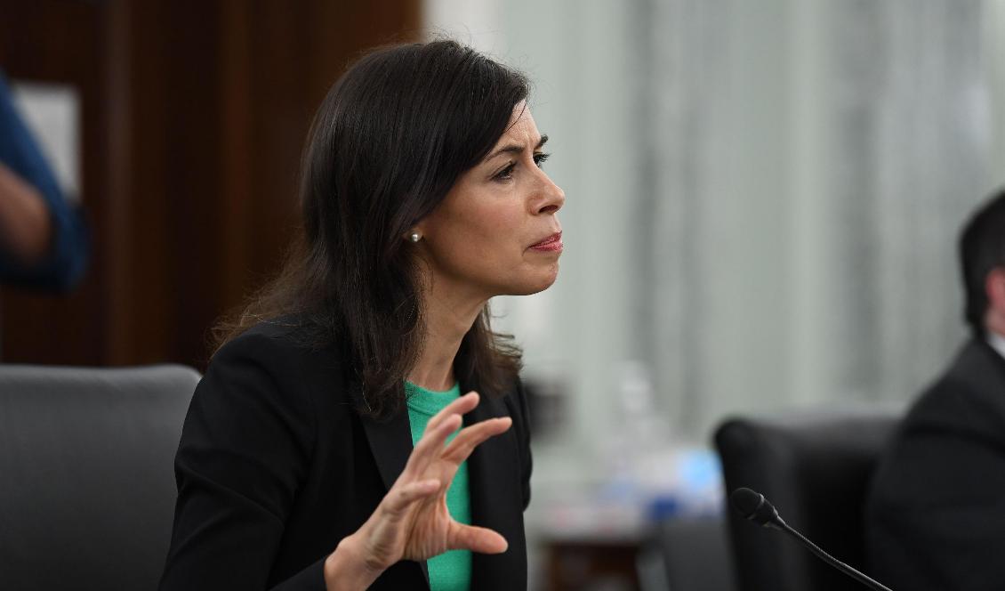 Jessica Rosenworcel talar vid en utfrågning i Washington D.C. den 24 juni 2020. Foto: Jonathan Newton/POOL/AFP via Getty Images
