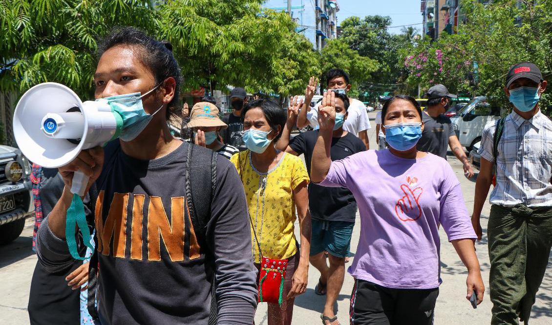 Protesterna, och det dödliga våldet, fortsätter i Myanmar. Foto: AP/TT