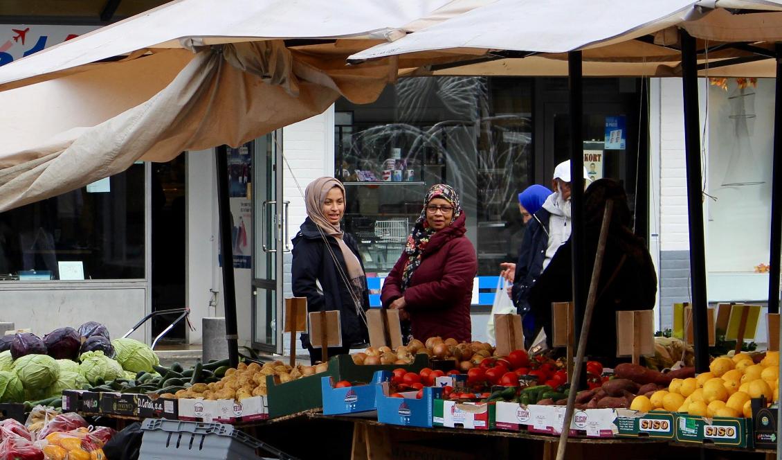Rinkeby torg nordväst om Stockholm. Foto: Susanne W. Lamm