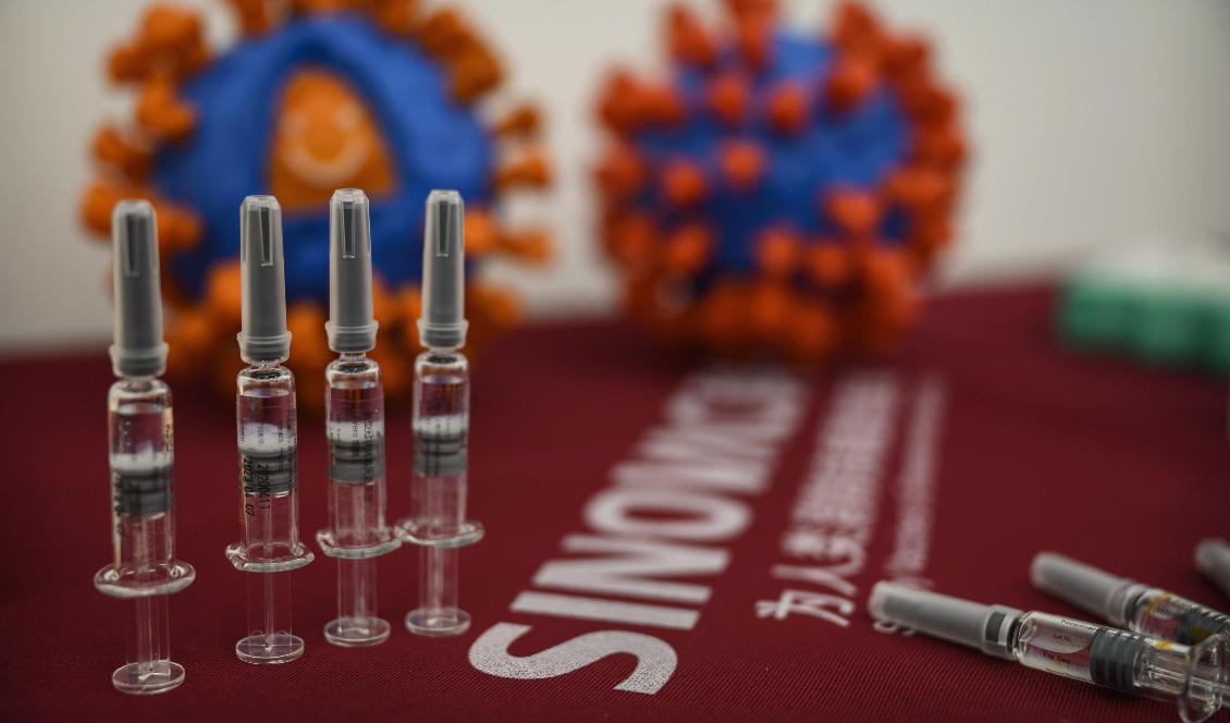 Vaccintillverkaren Sinovac visar upp sprutor med sitt vaccin för media, 24 september 2020 i Peking. Sinovac är ett av de Kinatillverkade vaccin som omgärdas av frågetecken.
Foto: Kevin Frayer/Getty Images