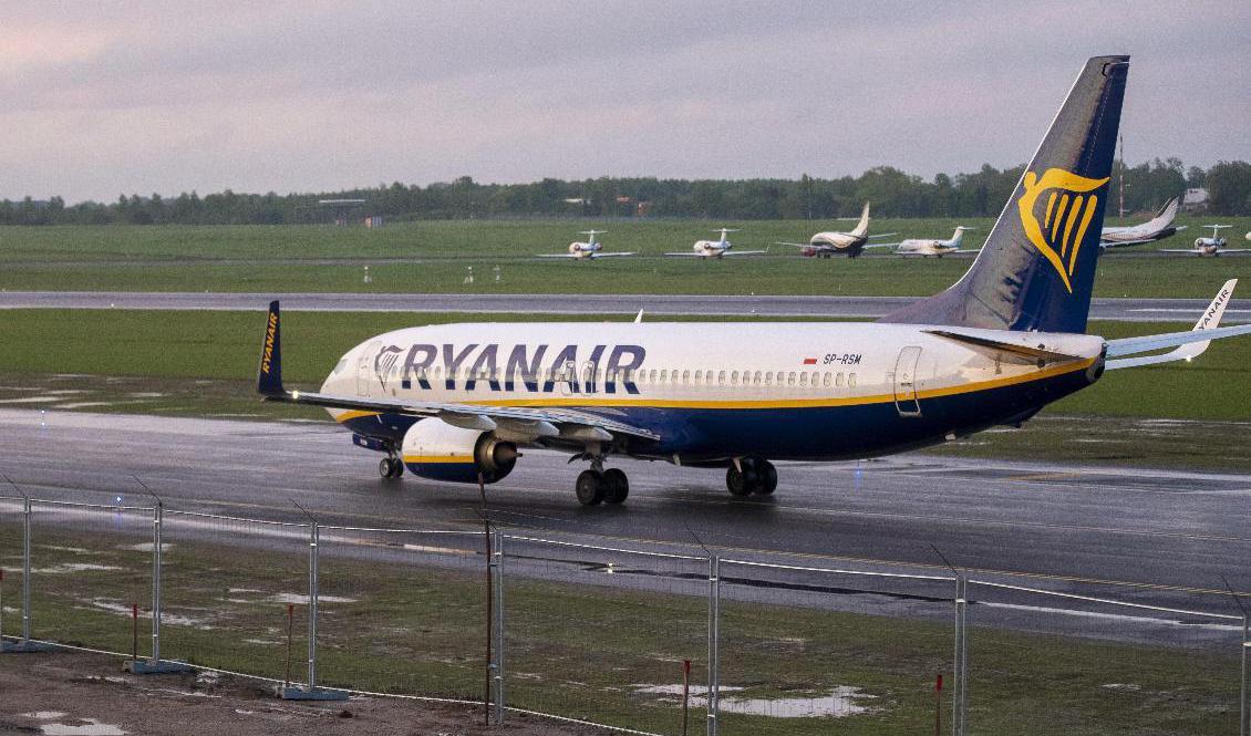 Det Ryanair-plan som i söndags på väg från Grekland till Litauen tvingades ner i Minsk. Foto: Mindaugas Kulbis/AP/TT