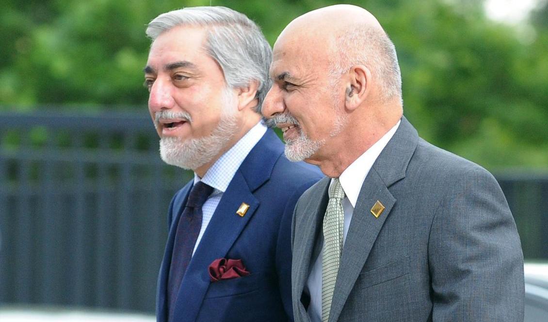 Afghanistans chefsminister Abdullah Abdullah (till vänster) och president Ashraf Ghani. Arkivbild. Foto: Alik Keplicz/AP/TT
