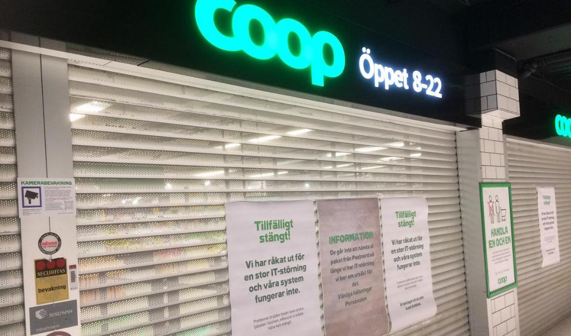 Coop tvingades stänga nästan alla 800 butiker och krävdes av hackarna på närmare 600 miljoner kronor i Bitcoins. Foto: Tony Lingefors