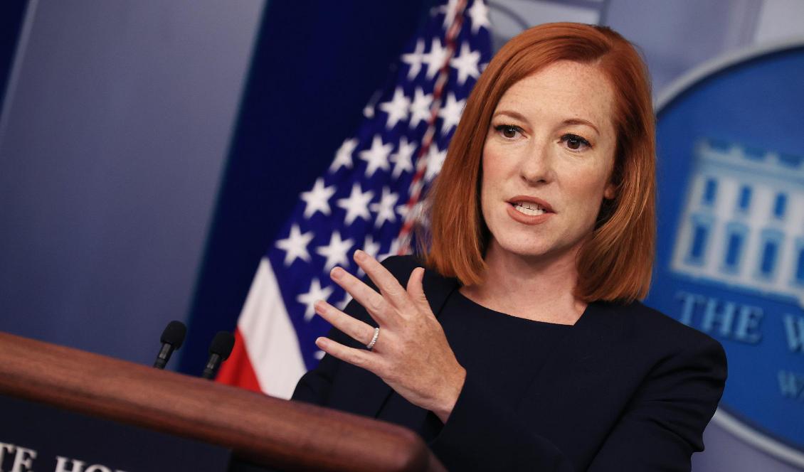 Vita husets pressekreterare Jen Psaki i Washington den 12 juli. Facebook stäms nu på grund av det påstådda samarbetet med Bidenadministrationen. Foto: Chip Somodevilla/Getty Images