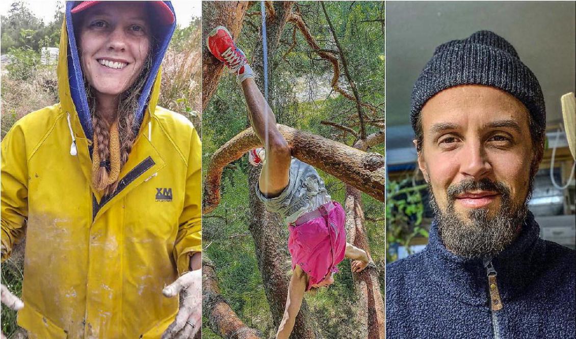 De tre slöjdarna Hedvig Flärdh, Jenny Soddu och Thobias Bågmark ges under nio dagar möjlighet att fördjupa sina slöjdkunskaper och dela med sig av sina erfarenheter. Foto: Johan Winberg, Oskar Svensson, Thobias Bågmark