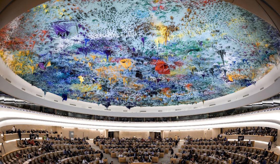 En bild från FN: s råd för mänskliga rättigheter den 26 juni 2019. Rådet får kritik för att de flesta medlemmarna inte är demokratier. Foto: Fabrice Coffrini/AFP via Getty Images