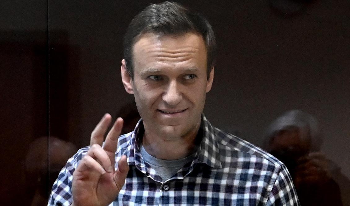 
Den ryske oppositionsledaren Aleksej Navalnyj vid en rättegång i Moskva den 20 februari 2021. Foto: Kirill Kudryavtsev/AFP via Getty Images                                            