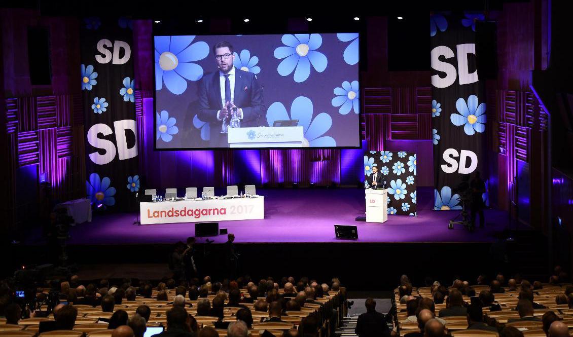 Bild från SD:s landsdagar, partiets kongress, 2017. I år krävs coronaintyg. Foto: Vilhelm Stokstad/TT