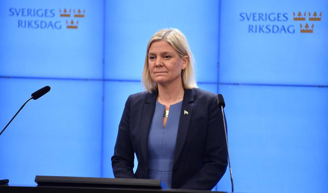 Avgående statsminister Magdalena Andersson (S). Foto: Pontus Lundahl/TT