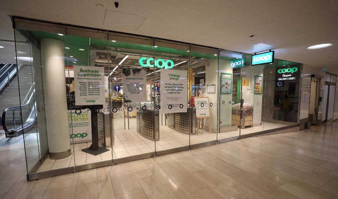 Hundratals Coop-butiker tvingades stänga i juli efter att en it-attack stängt ner livsmedelskedjans kassasystem. Arkivbild. Foto: Ali Lorestani/TT
