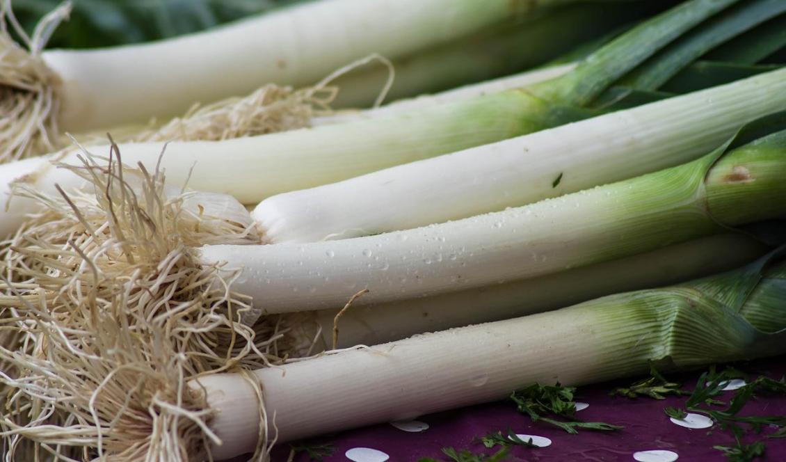 Enligt konsumentprisindex kostar purjolöken knappt hälften så mycket som för ett år sedan. Foto: Pixabay