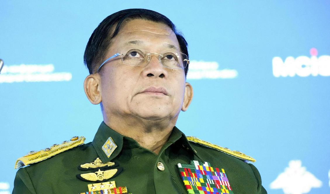 Militärjuntans chef Min Auang Hlaing. Foto: Alexander Zemlianichenko/POOL/AFP via Getty Images