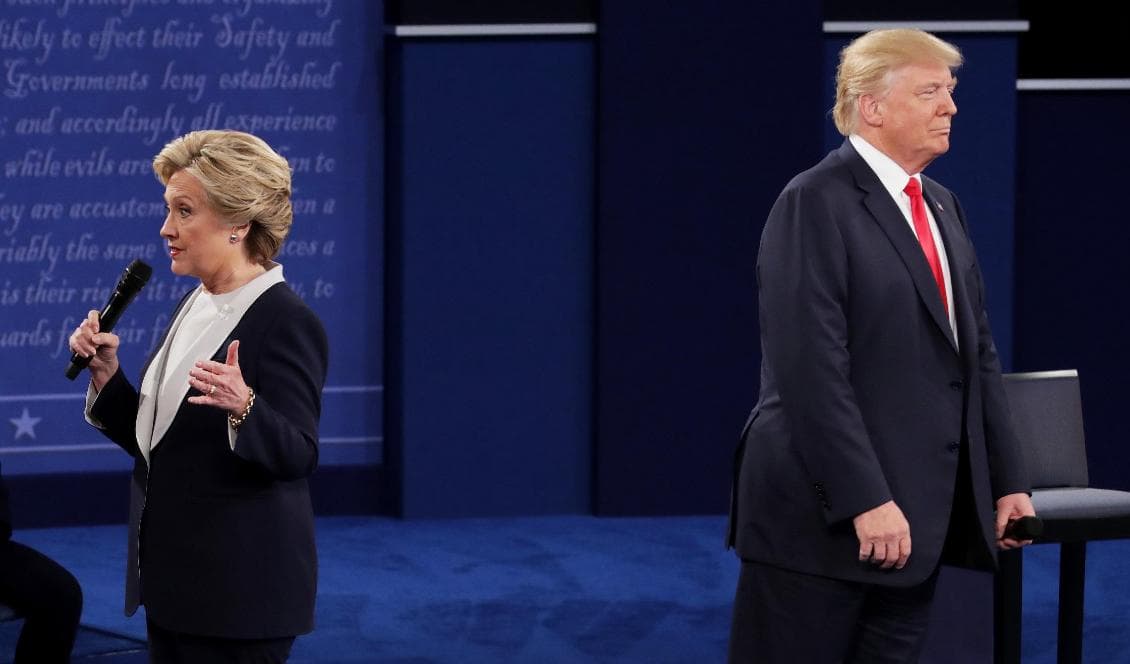 Hillary Clinton och Donald Trump under en debatt vid Washington University i St. Louis i Missouri den 9 oktober 2016. Foto: Chip Somodevilla/Getty Images