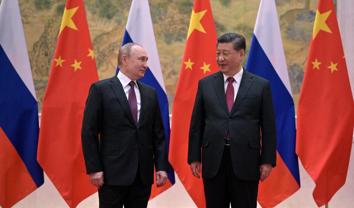 Ryssland president Vladimir Putin och Kinas ledare Xi Jinping i ett möte i Peking den 4 februari 2022. Foto: Alexei Druzhinin/Sputnik/AFP via Getty Images