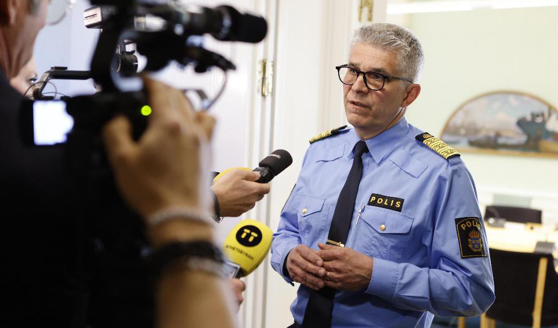

Rikspolischef Anders Thornberg efter mötet med justitieutskottet. Foto: Christine Olsson/TT                                                                                        
