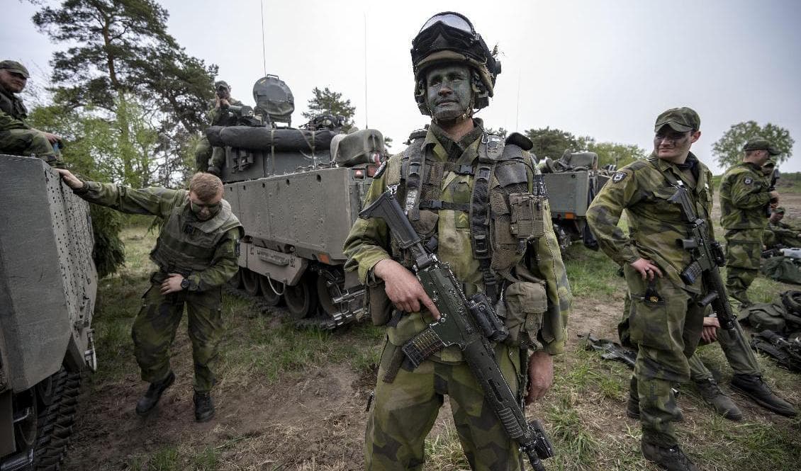 Carl Hejdeman, värnpliktig och skyttegruppchef. Foto: Johan Nilsson/TT