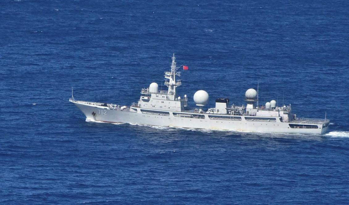 
På bilden syns det kinesiska underrättelsefartyget Haiwangxing utanför Australiens östkust. Foto: Australiens försvarsdepartement                                            