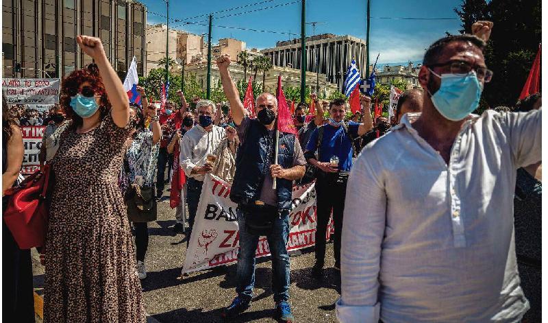 









Strejkande medlemmar av den grekiska fackföreningen PAME under en demonstration i Aten, den 6 maj 2021. Moderna fackföreningar har till stor del infiltrerats av kommunismen. Foto: Angelos Tzortzinis/AFP via Getty Images                                                                                                                                                                                                                                                                                                                                                                                                                                                        