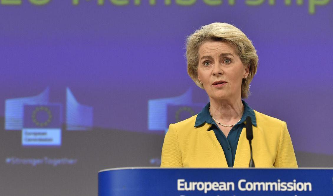 EU-kommissionens ordförande Ursula von der Leyen håller presskonferens i Bryssel. Foto: Geert Vanden Wijngaert/AP/TT