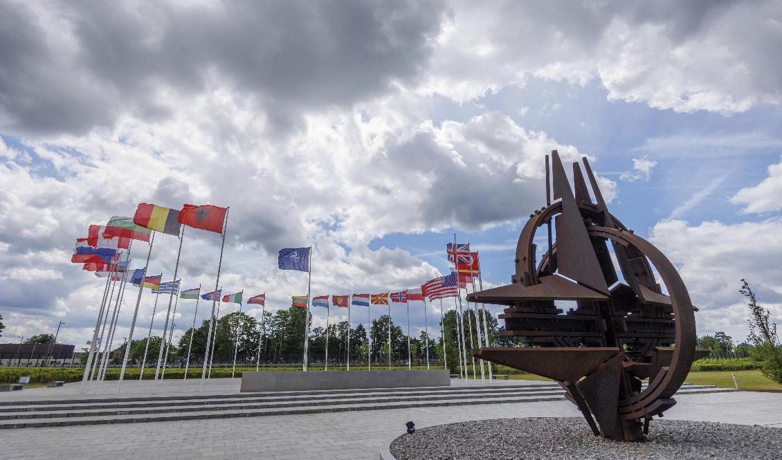 
Flaggorna smattrar utanför Natohögkvarteret i Bryssel. Arkivbild. Foto: Olivier Matthys/AP/TT                                            