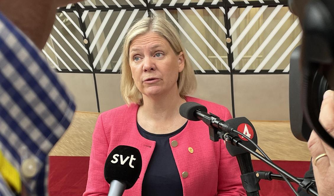 Statsminister Magdalena Andersson (S) vid EU-ledarnas toppmöte i Bryssel på fredagen. Foto: Wiktor Nummelin/TT