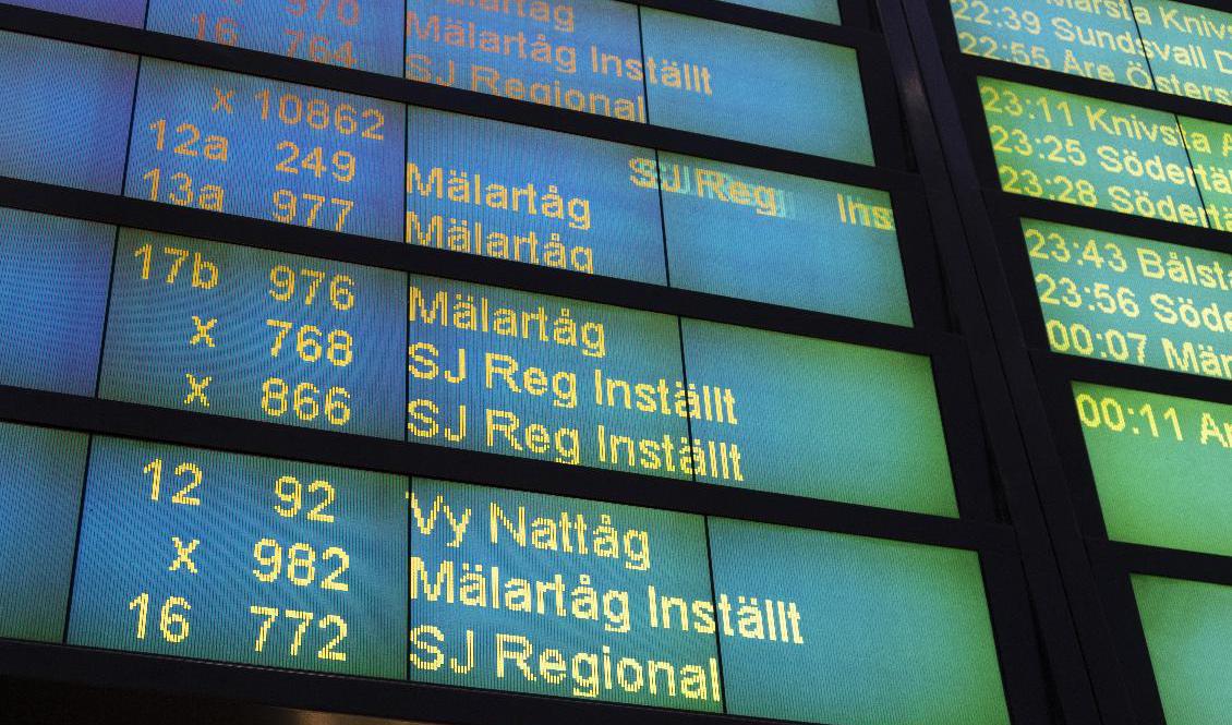 Inställda avgångar - en följd av lokförarbrist. Arkivbild. Foto: Johan Jeppsson/TT