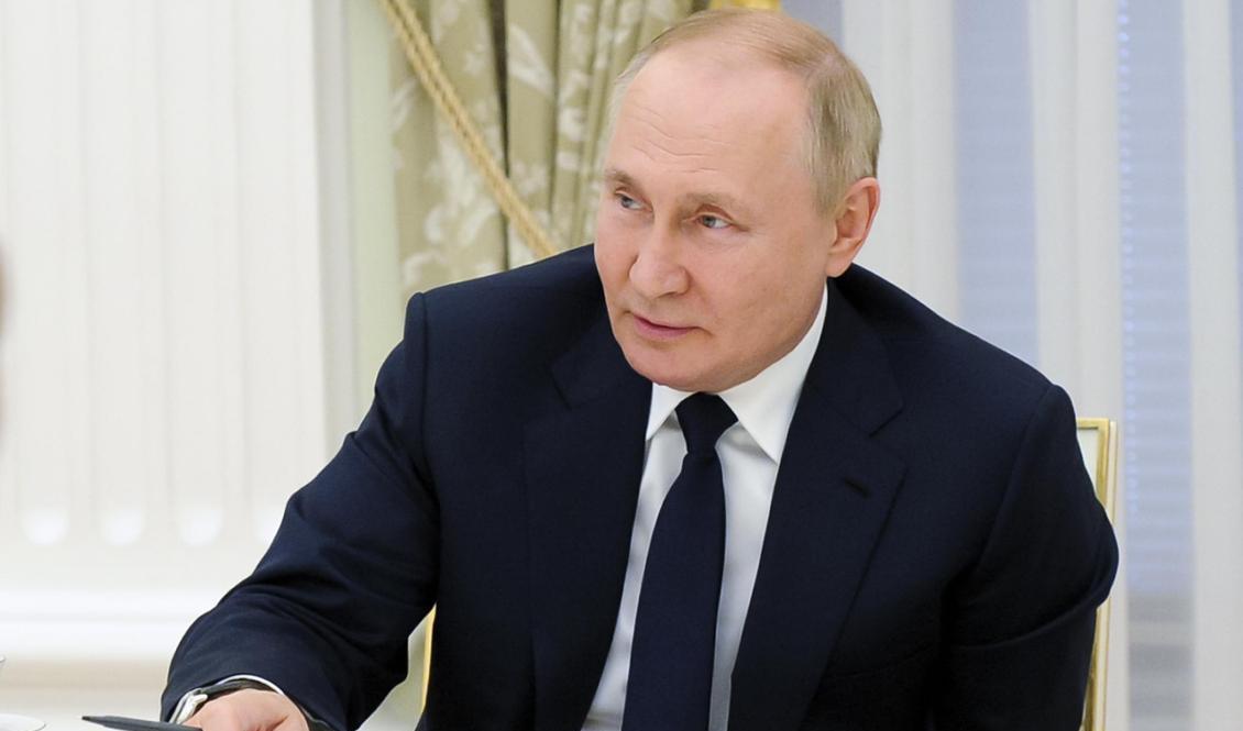Vladimir Putin talar i Moskva under torsdagen. Foto: Michail Klimentjev/Sputnik/Kreml Pool Photo/AP/TT