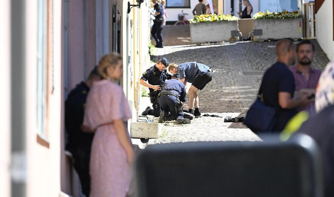 
Gärningsmannen greps i samband med händelsen i Visby. Foto: Henrik Montgomery                                            