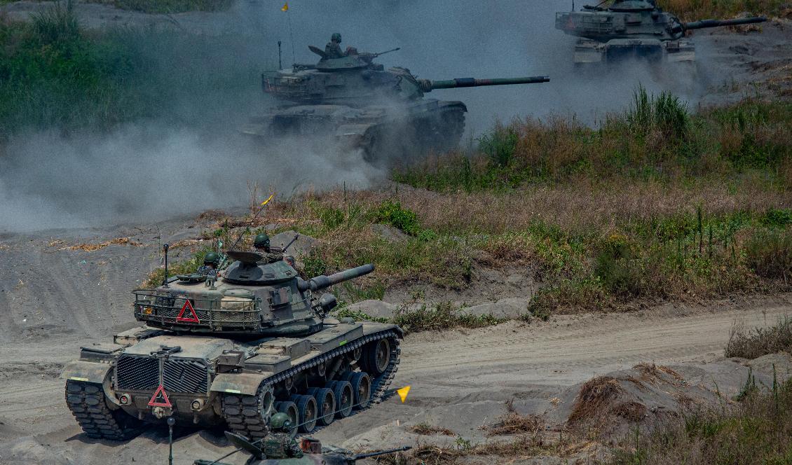 Taiwan håller militär övning i New Taipei City, Taiwan, den 27 juli 2022. Foto: Annabelle Chih/Getty Images