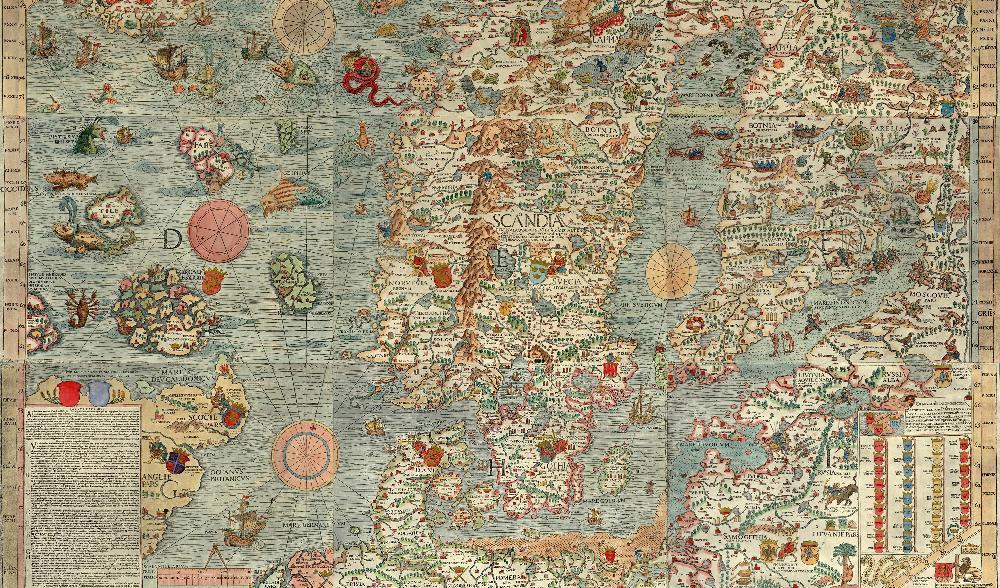 
Myter har alltid försett oss med ett sätt att orientera oss i det okända. Detalj från Lenox Globe, den andra eller tredje äldsta jordgloben, som man tror kom till år 1510. Foto: Public Domain                                            