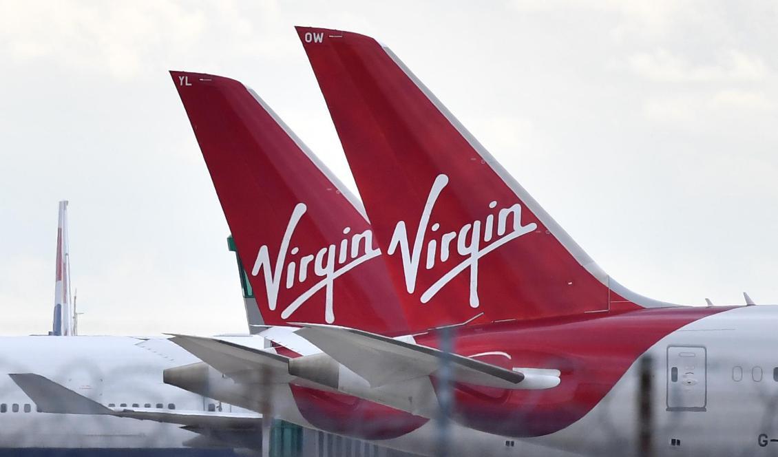Två Virgin Atlantic-flygplan vid Heathrow Airport i västra London. Foto: Ben Stansall/AFP via Getty Images