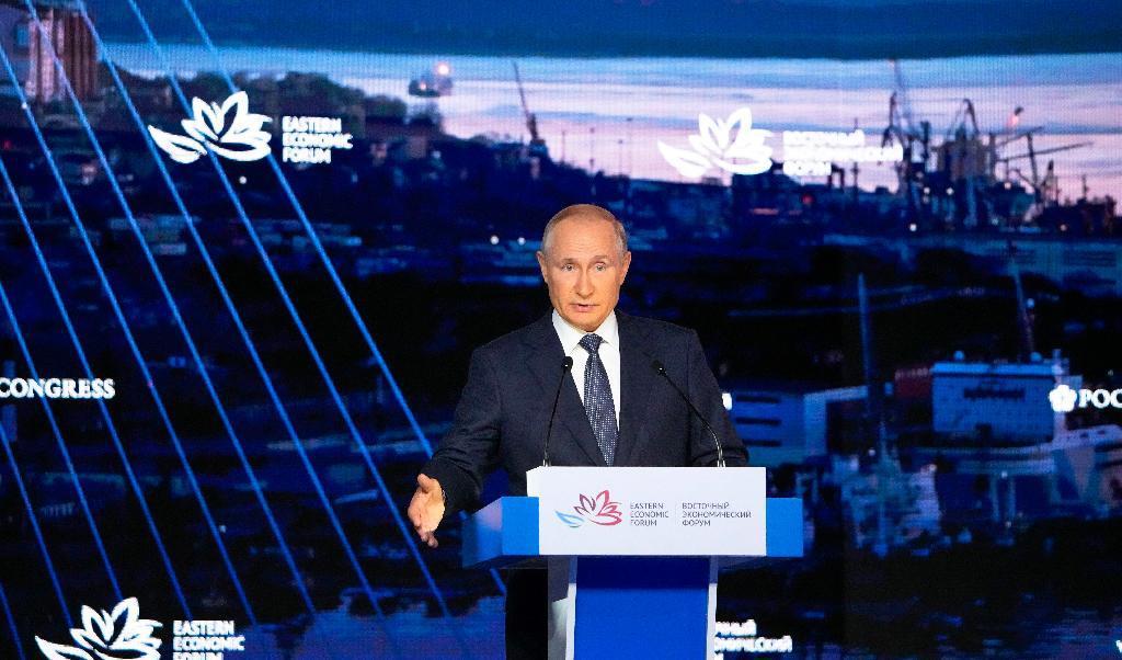 
Rysslands president Vladimir Putin håller tal vid Eastern Economic Forum i Vladivostok i september 2021. Foto: Aleksandr Zemlianitjenko/Pool/AFP via Getty Images                                            