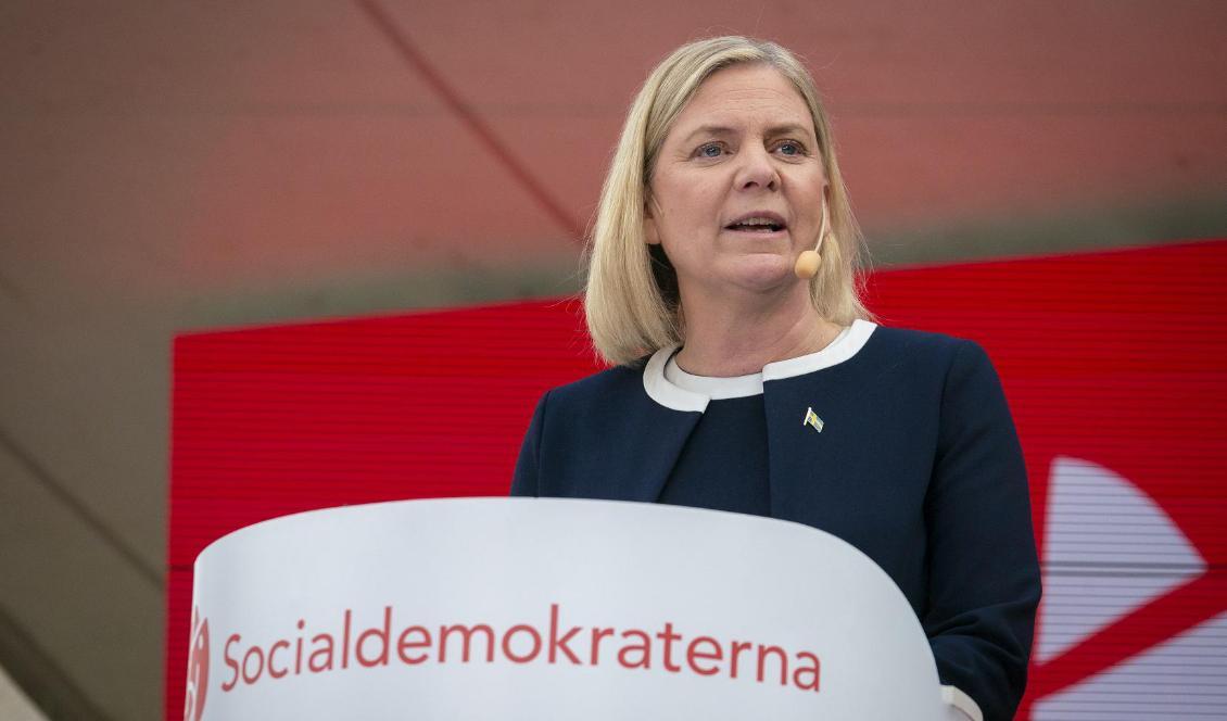 
Socialdemokraternas partiledare håller i ett tal i Almedalen på Gotland i juli i år. Foto: Bilbo Lantto                                            