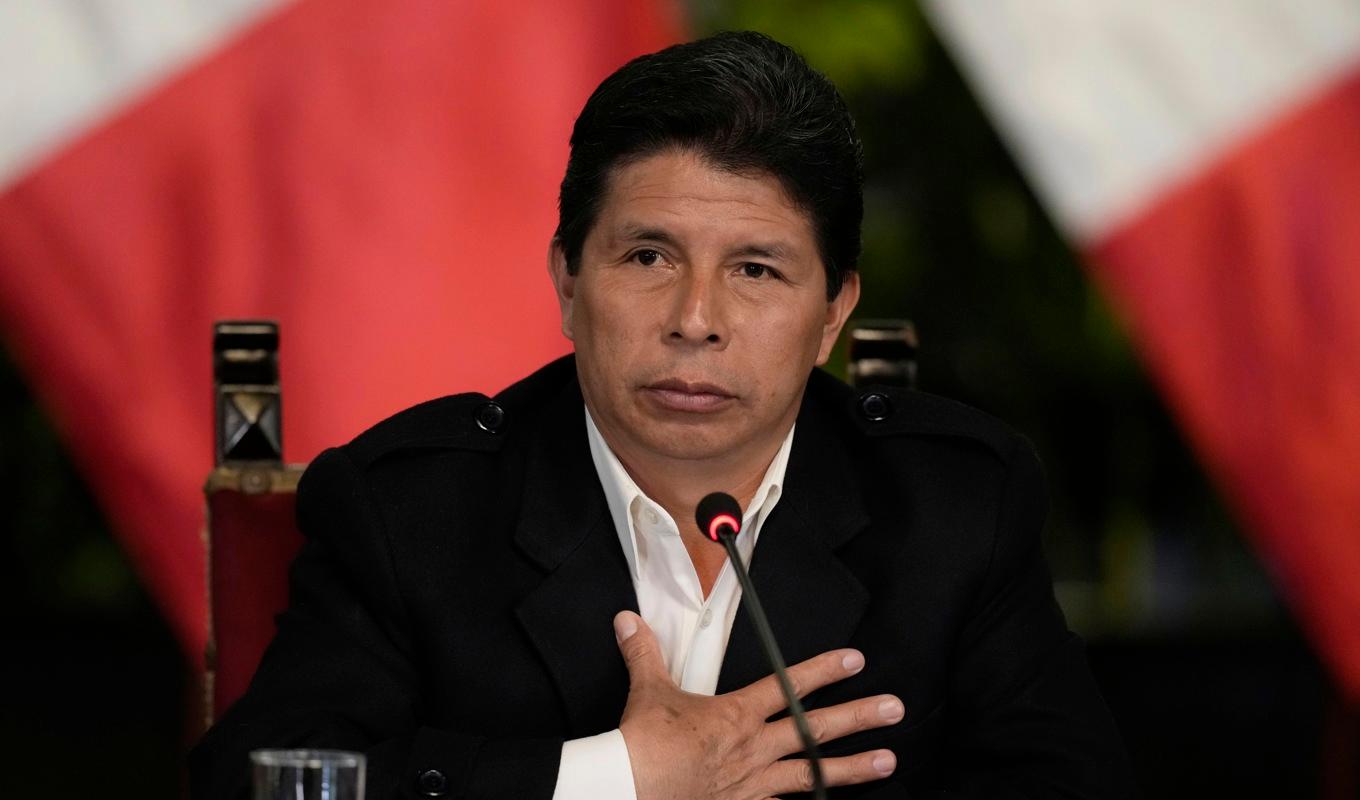 Perus president Pedro Castillo. Arkivbild. Foto: Martin Mejia/AP/TT