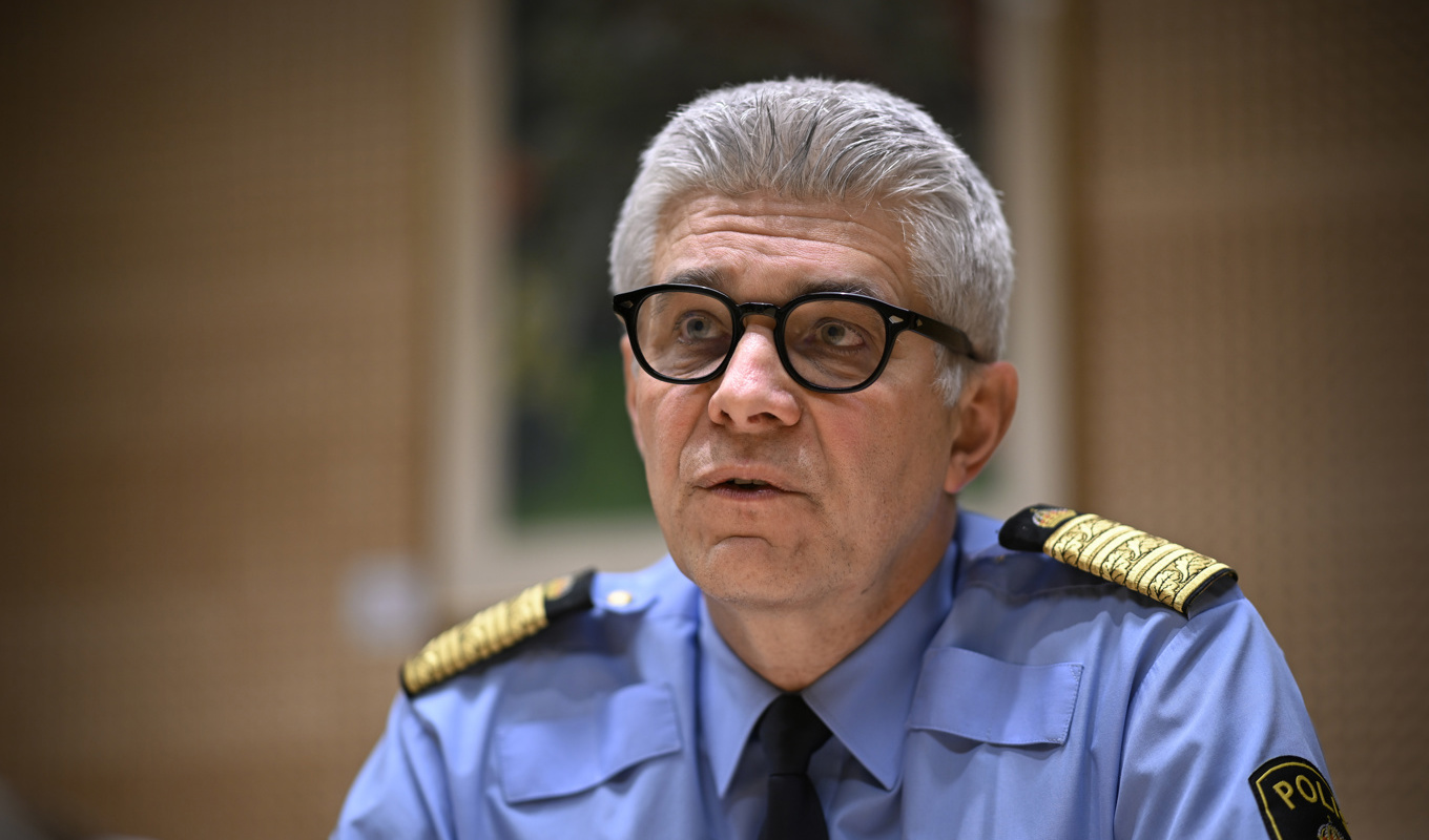 Rikspolischef Anders Thornberg i en intervju med TT på torsdagseftermiddagen. Foto: Anders Wiklund/TT