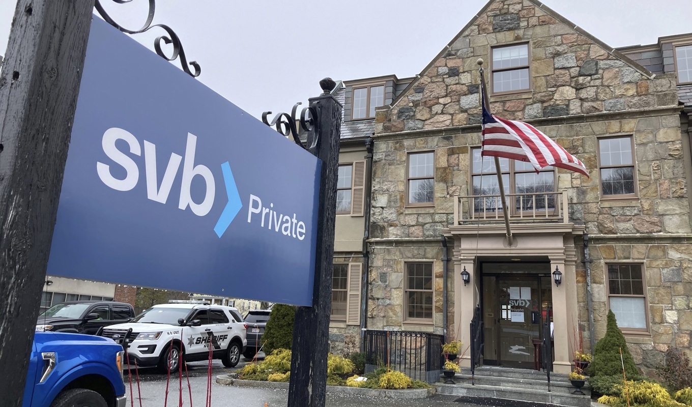 Ett bankkontor tillhörandes Silicon Valley Bank i Wellesley, i nordöstra USA. Foto: Peter Morgan/AP/TT