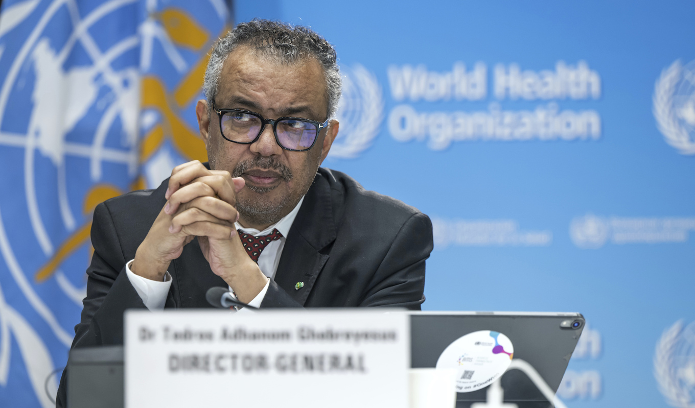 WHO:s generaldirektör, Tedros Adhanom Ghebreyesus, kan få större befogenheter att ta egna beslut i samband med hälsokriser om ändringsförslagen godtas.Foto: Fabrice Coffrini/AFP via Getty Images